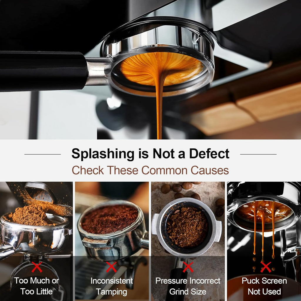 51mm Bottomless Portafilter & Puck Screen, 3-Ear Stainless Head, Compatible with CASABREWS CM5418, 3700Essential, 3700Gense Espresso Machines, Includes 304 Stainless Steel Filter Basket