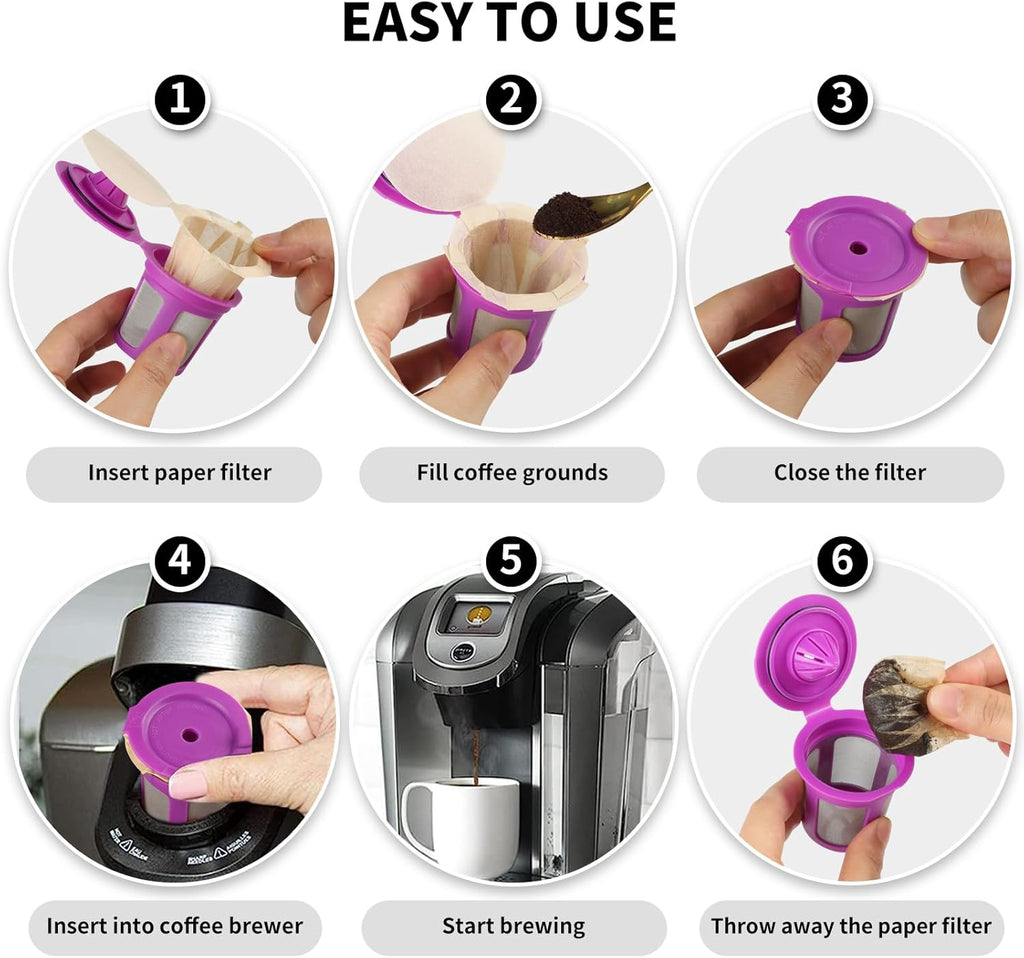 100 Count Fanativita K Cup Filters Disposable with Genius Lid Design, Fit All Reusable K Cups for Keurig (Unbleached)