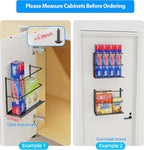 Kitchen Wrap Organizer Door Mount, Aluminum Foil Holder Cabinet Door Organizer Cabinet Storage Basket for Kitchen Wrap/Food Bag Storage, Black
