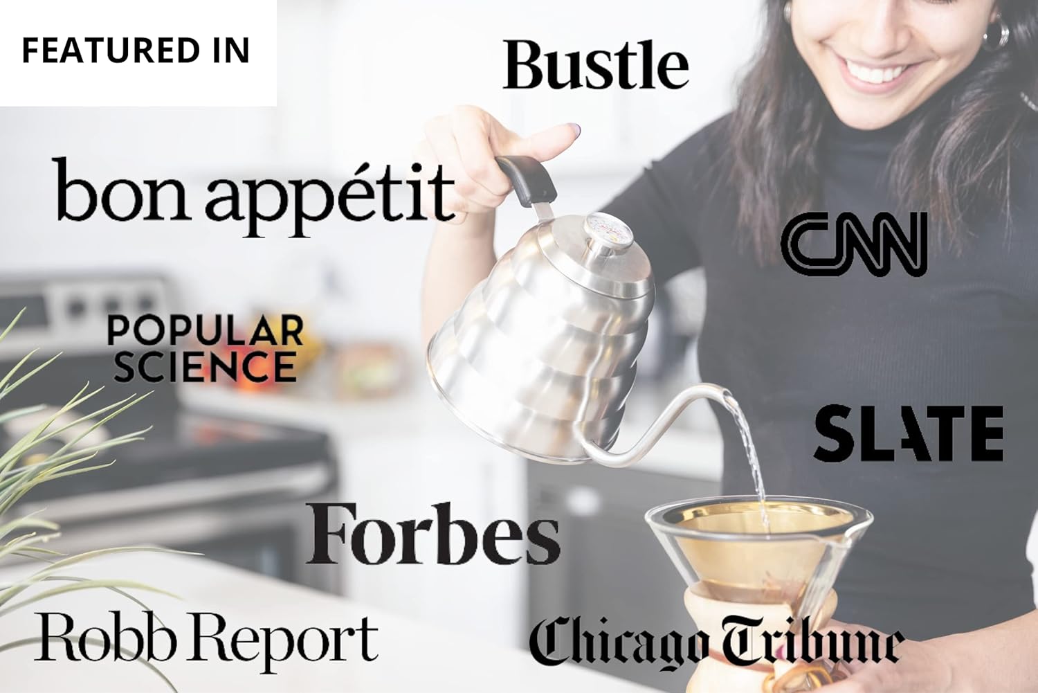 Barista Warrior Pour Over Coffee Kettle with Thermometer for Exact Temperature – Gooseneck Kettle for Pour Over Coffee and Tea, Stainless Steel for All Stovetops (1.0 Liter, 34 fl oz)