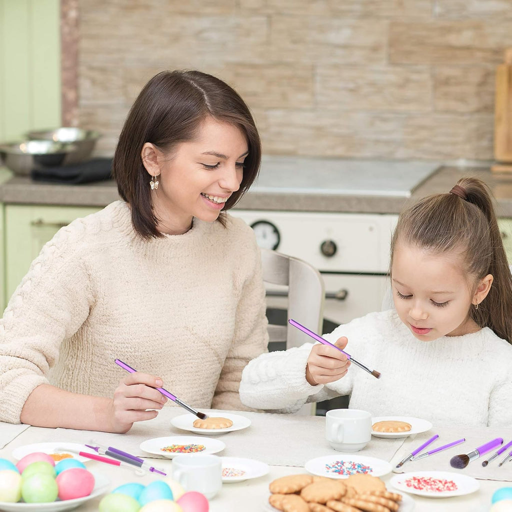 Patelai 10 Pcs Food Safe Paint Brushes Fondant Tools for Cake Baking Chocolate Sugar Cookie Decoration Cake Brushes for Luster Dust Pastry Decorating Supplies with Fondant and Gum Paste Tool(Purple)