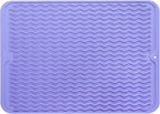 Silicone Dish Drying Mat for Multiple Usage,Easy clean,Eco-friendly,Heat-resistant Silicone Mat for Kitchen Counter or Sink,Refrigerator or drawer liner Light Purple L 16 inches x 12 inches