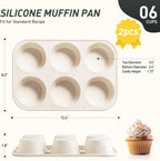 2 Pack 6 Cups Silicone Mini Muffin Pan with Metal Reinforced Frame Silicone Molds Cupcake Cake Baking Pans Cookie Baking Chocoflan Cupcake Mold Cake Molds Kitchen Baking Mom Gift Home Essentials
