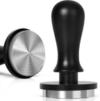 Espresso Tamper for 53mm, Stainless Steel Coffee Tamper Hammer, Spring Loaded Pounder with Comfort Grip, Manual Espresso Press Fits Breville/Sage Handle, Textured Stainless Steel Base, Black