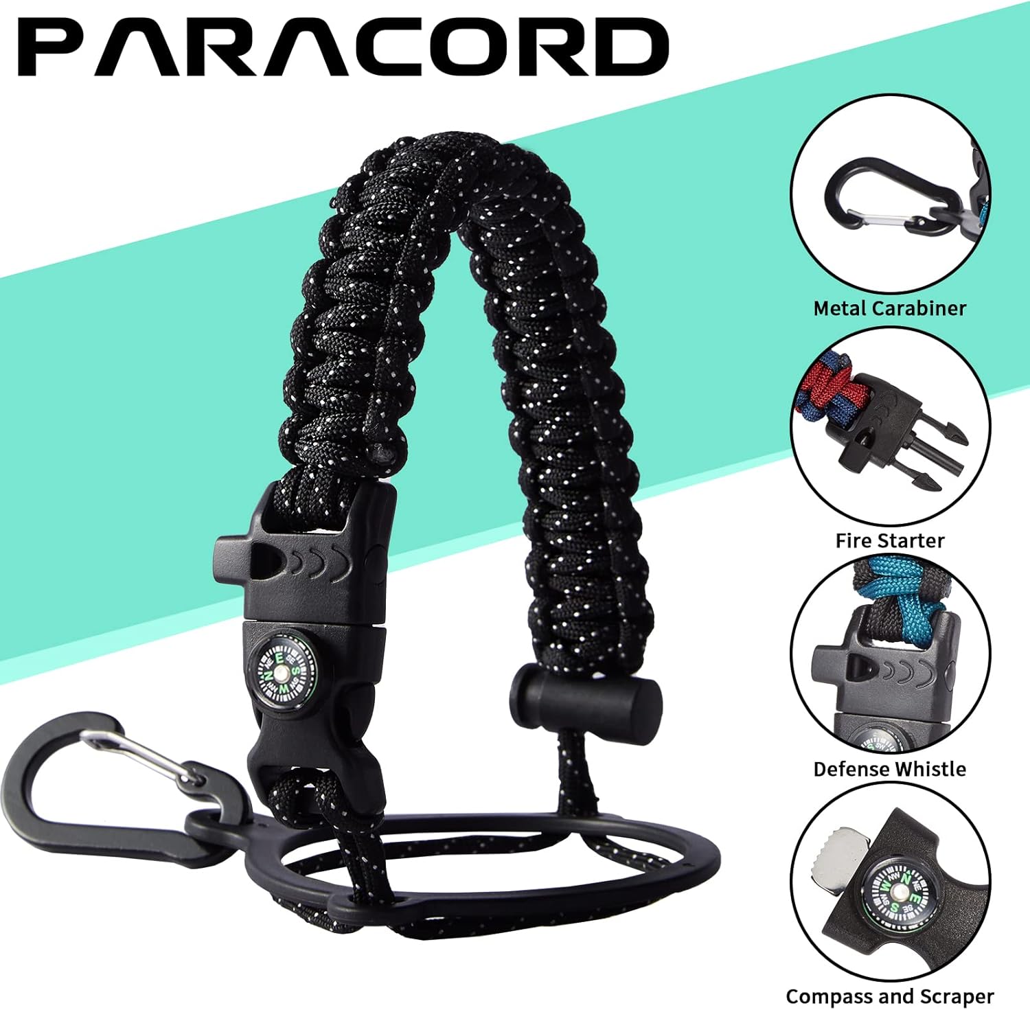 40oz Stainless Steel Water Bottle - Wide Mouth Vacuum Insulated Metal Water Bottle with Straw Lid & Paracord Handle, Sweat-Proof Water Flask Thermo Metal Mug with Strap for Gym Camping Hiking