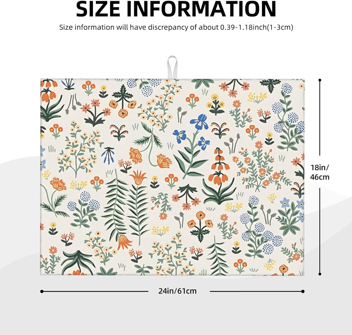 2Pcs Dish Drying Mats Faucet Mats Sets Large Size Coffee Mats Sink Faucet Mat Splash Guard for Kitchen Counter Bathroom Sink Coffee Bar Kitchen Decor (Wildflowers 2, 18"x24" 15" x 5.5"Set)