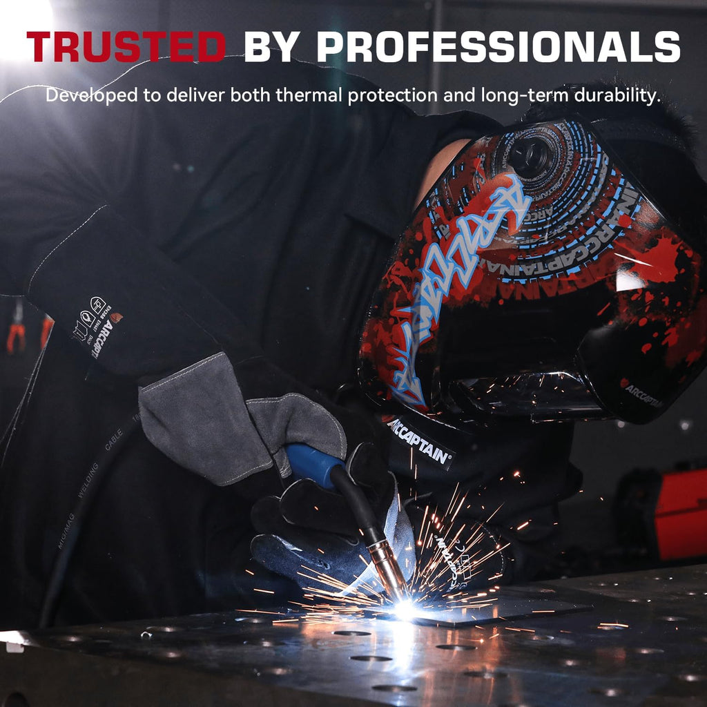 ARCCAPTAIN Welding Gloves 932℉ Heat/Fire Resistant 16 inches Gloves for Stick, Mig, Forge, BBQ, Grill, Fireplace, Baking, Stove Working Protection