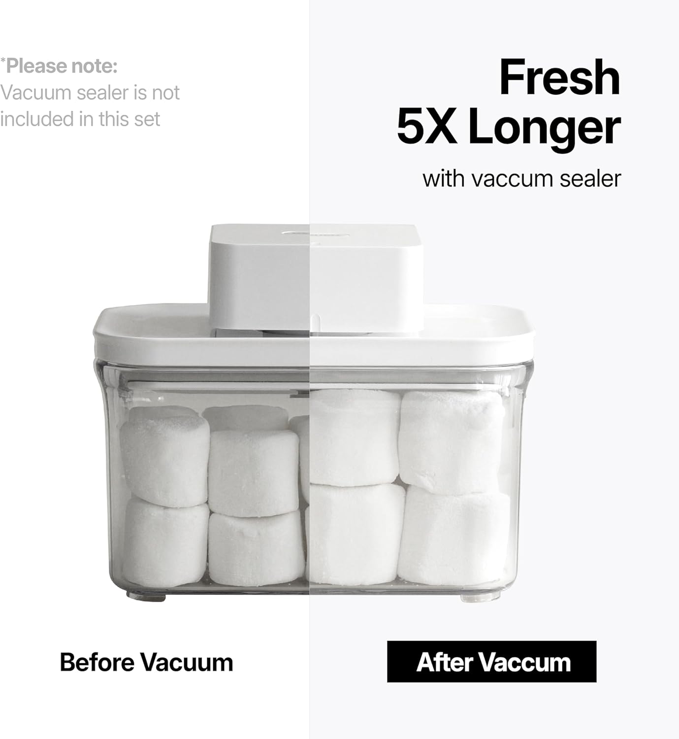 VAKUEN Premium Airtight Food Storage Containers, Mini Square 3pc/set(0.32qt), Smart One-Click Seal Lid, No Hinges, 100% Leak Proof, BPA-FREE, Dishwasher, Freezer & Microwave Safe