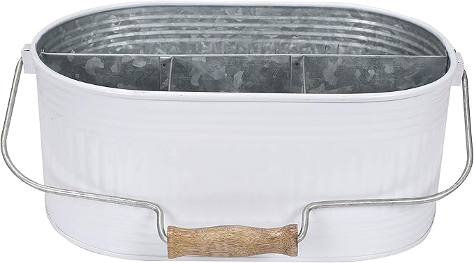 Alpha Living Home Silverware Organizer Kitchen Drawer Organizer Utensil Organizer Silverware Holder Cutlery Organizer Flatware Organizer Farmhouse Chic Design for Kitchen, Picnics & Parties (White)