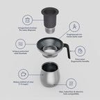 Loka Chai Maker for Authentic Masala Chai & Chai Latte | Easy Clean Stainless Steel Stovetop Tea Maker with Innovative Chai Fountain | Non-Stick Ceramic, 20oz (3 Cups) - (Silicone Strainer)