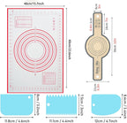 Silicone Baking Mat 16" x 24" - 2 Pcs Silicone Bread Sling for Dutch Oven - NonStick High Degree Kitchen Sour Bread Making Loaf Pan Lifter Liner,Non-Slip Pastry Mat for Rolling Dough,3 Scrapers