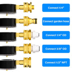 MEANLIN MEASURE 0~200Psi 3/4" Female Water Pressure kit Plus 5 adapters, 2.5" FACE DIAL Multi-Purpose Pressure Gauge kit with Red Indicator Hands, Hydraulic Tester Suitable for Gardens, Water Pipes
