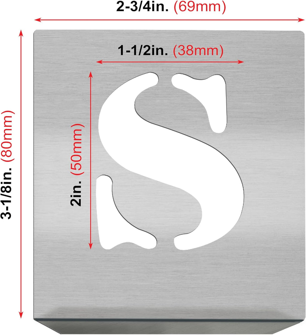 HAUTMEC Vintage Aluminum Letters Stencils, A to Z Aluminum Stencils & Holder, 2"(50mm) Letters, Shop Stencil, Advertising Stencilling, Craft-Printing, Reusable HD00001