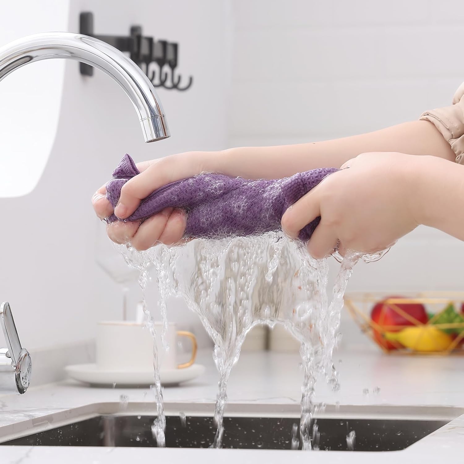 Kitinjoy 100% Cotton Waffle Weave Kitchen Towels, 12-Pack Super Soft and Absorbent Dish Towels for Drying Dishes, Kitchen Hand Towels, 13 in x 28 in, Lavender