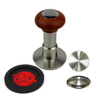 The Force Tamper Automatic Impact Adjustable Constant Pressure and Autoleveling Coffee Tamper Reddish Brown Jellyfish Wooden Handle Set Pro (Flat-Distribute Set, 53.50mm)