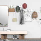 VAEHOLD Hat and Coat Wall Mount Rack - Hooks for Robes, Bags, Keys, and Towels - Bathroom Towel Hanger Organizer (White, “T“ Shape 5 Hooks 1 Pack)