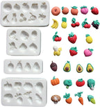 Lovely Small Items Silicone Fondant Molds Set For Cake Topper, Gumpaste, Candy & Chocolate, Polymer Clay and More (Vegetables & Fruits)
