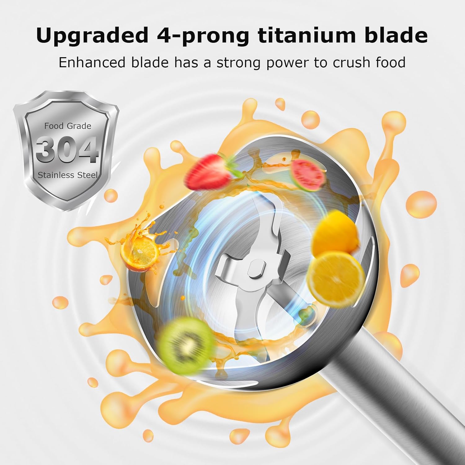 Bonsenkitchen Hand Blender, Immersion Blender with 2 Mixing Speed, Electric Handheld Mixer Portable Stick Mixer with Stainless Steel Blades for Soup, Smoothie, Puree, Baby Food