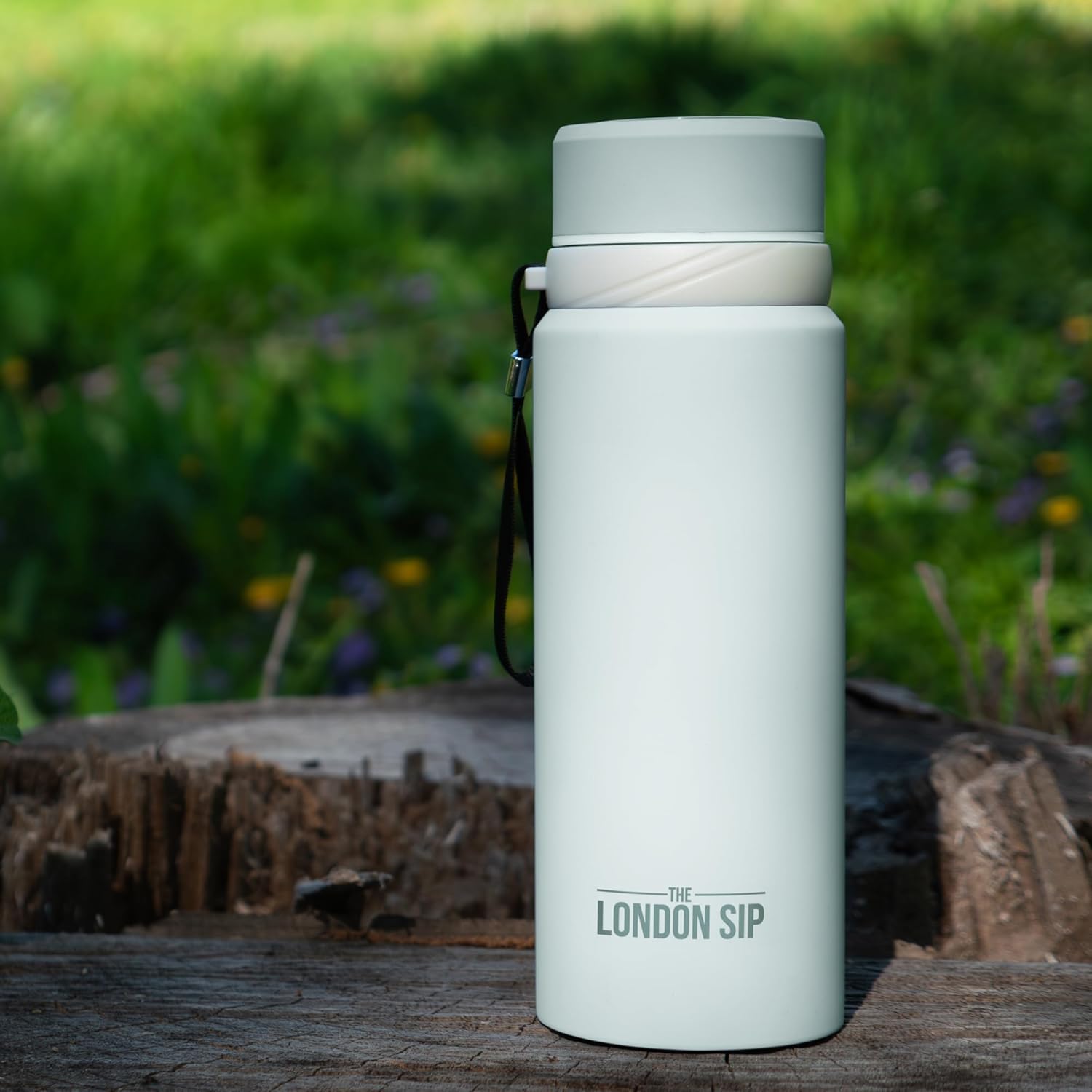 London Sip 25 oz Multi-Purpose Tea Infuser Mug – Fruit Infuser Water Bottle for Hot and Cold – Double Wall Stainless Steel Insulated, Pearl White