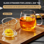 Large Glass Tea Cup, 25.6 oz Borosilicate Glass Tea Mug with Infuser and Lid, Clear Tea Cups for Brewing Scented Tea and Tea Bag