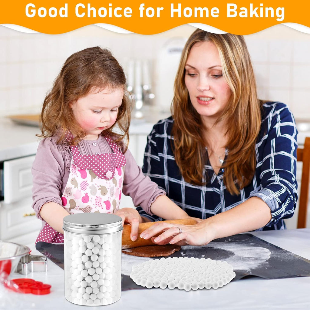 Tessco Pie Weights for Blind Baking, 3.2 lb Ceramic Pie Weights Beads to The Rim Crust Reusable Ceramic Stoneware with Plastic Container(White)