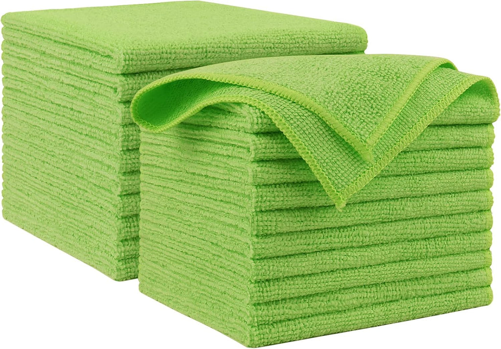 AIDEA Microfiber Cleaning Cloth, 20PK, Microfiber Towels for Cars, Premium All Purpose Car Cloths, Dusting Cloth Cleaning Rags, Absorbent Towels for SUVs, House, Kitchen, Window, 12"×12", Green