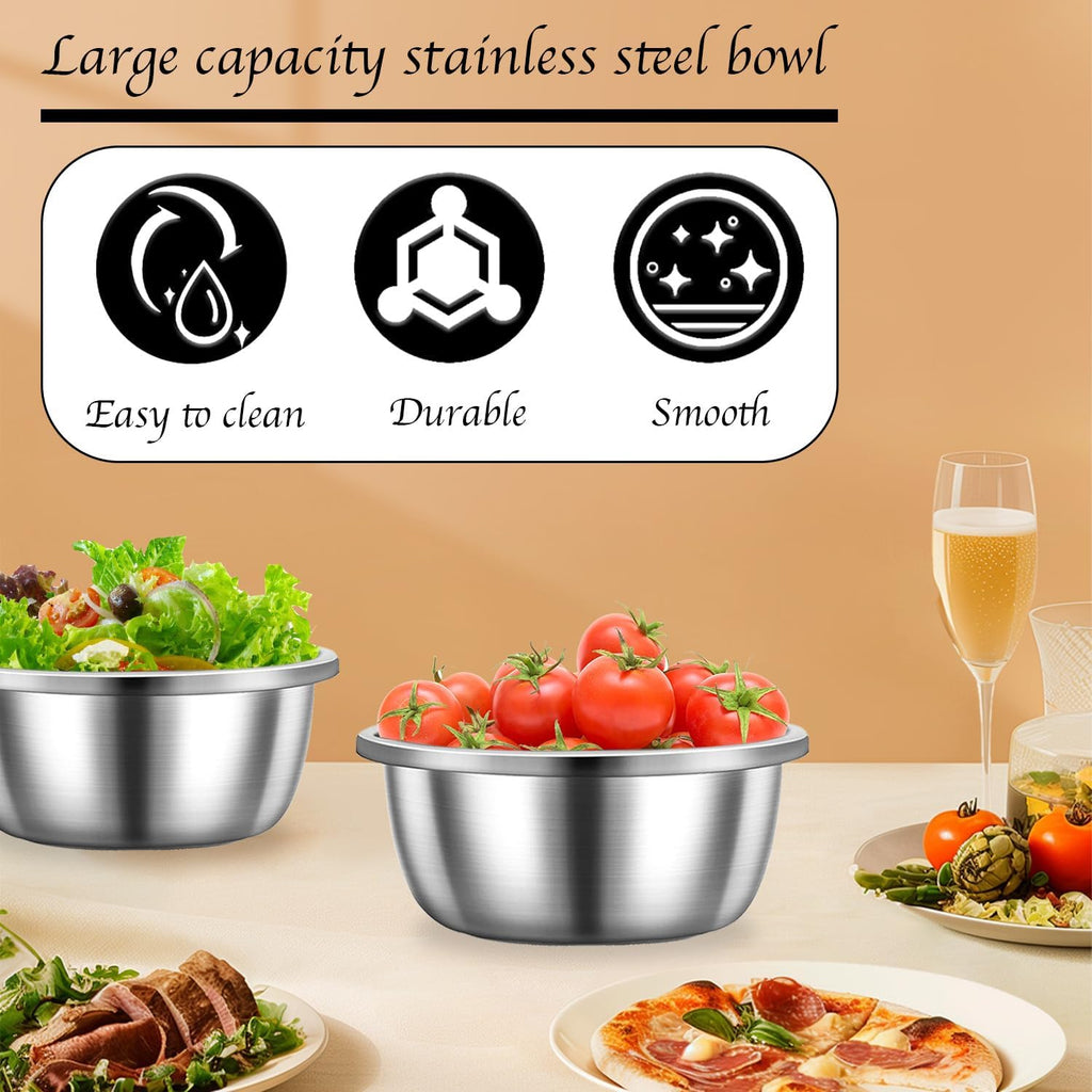 Stainless Steel Mixing Bowls, 6 Pack 2 Quart Stainless Steel Bowls Metal Mixing Bowls For Meal Prepping, Cooking, Baking