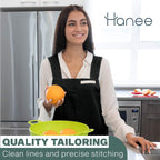 HANEE Cotton Aprons for Women and Men | Cross-Back Apron with Pockets