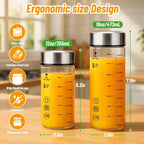 16oz Glass Water Bottles with Lids, 4 Pack Reusable Wide Mouth Juice Bottles with Stainless Steel Caps, Leakproof Borosilicate Glass for Juicing, Smoothies & Storage, BPA-Free,Dishwasher Safe