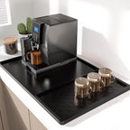 Rnivvi Silicone Coffee Mat, 16" x 24" Waterproof Raised Edge Coffee Bar Mats for Espresso Machine Station Accessories, Heat Resistant Detachable Dish Drying Pad for Kitchen Counter, Dish Rack, Black