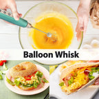 Milk Frother with Stand-Rechargeable Handheld Coffee Frother with 3 Stainless Whisks 3 Speed Adjustable, Electric Whisk Drink Mixer, Foam Maker Blender for Matcha Latte Cappuccino Chocolate