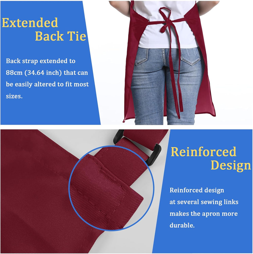 4 Pack Chef Apron, Adjustable Apron with 2 Pockets, Unisex Personalised Apron for Cooking, Kitchen, Restaurant