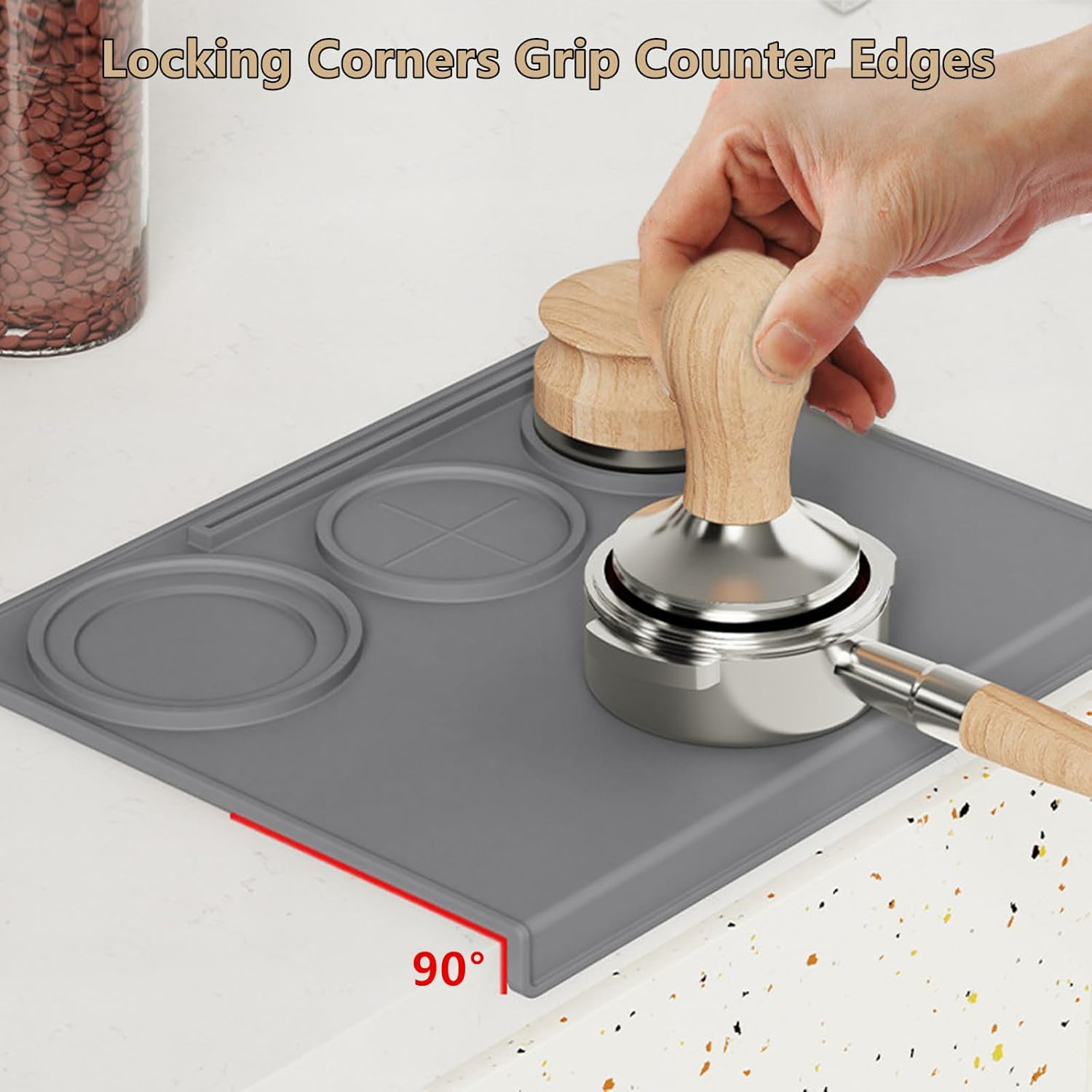 Espresso Tamping Mat, Coffee Tamper Mat, Espresso Mat for Counter, Silicone Tamper Mat, Food-grade, Non-Slip, Waterproof, Heat Resistant (Gray, 25x20x2cm)