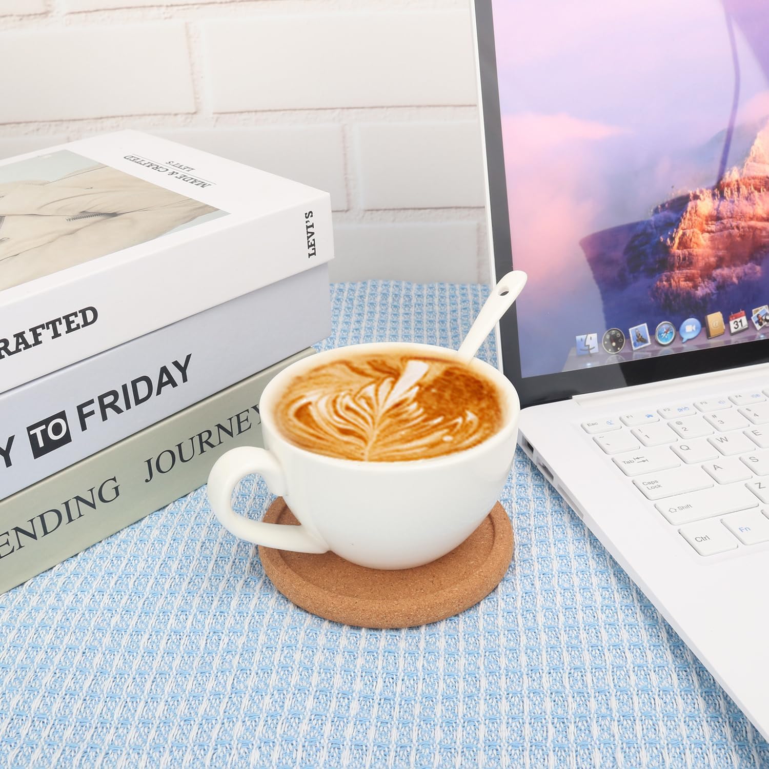 60 Pack 4 Inch Round Cork Coasters with Lip, Absorbent Cork Coasters for Drinks, Crafts, DIY Projects Wine Glass, Mug, Coffee Cup, Plants and General Use