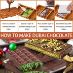Dubai Chocolate Bar Mold - 3 Different Shapes, 1 Inch Deep Chocolate Molds Silicone,Large And Thick Candy Bar Baking Molds - Set of 2