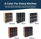 AllSpice Tea Organizer Rack with 9 Tins & 160 Magnetic Labels – Perfect for Bagged & Loose Leaf Tea Organization - Walnut