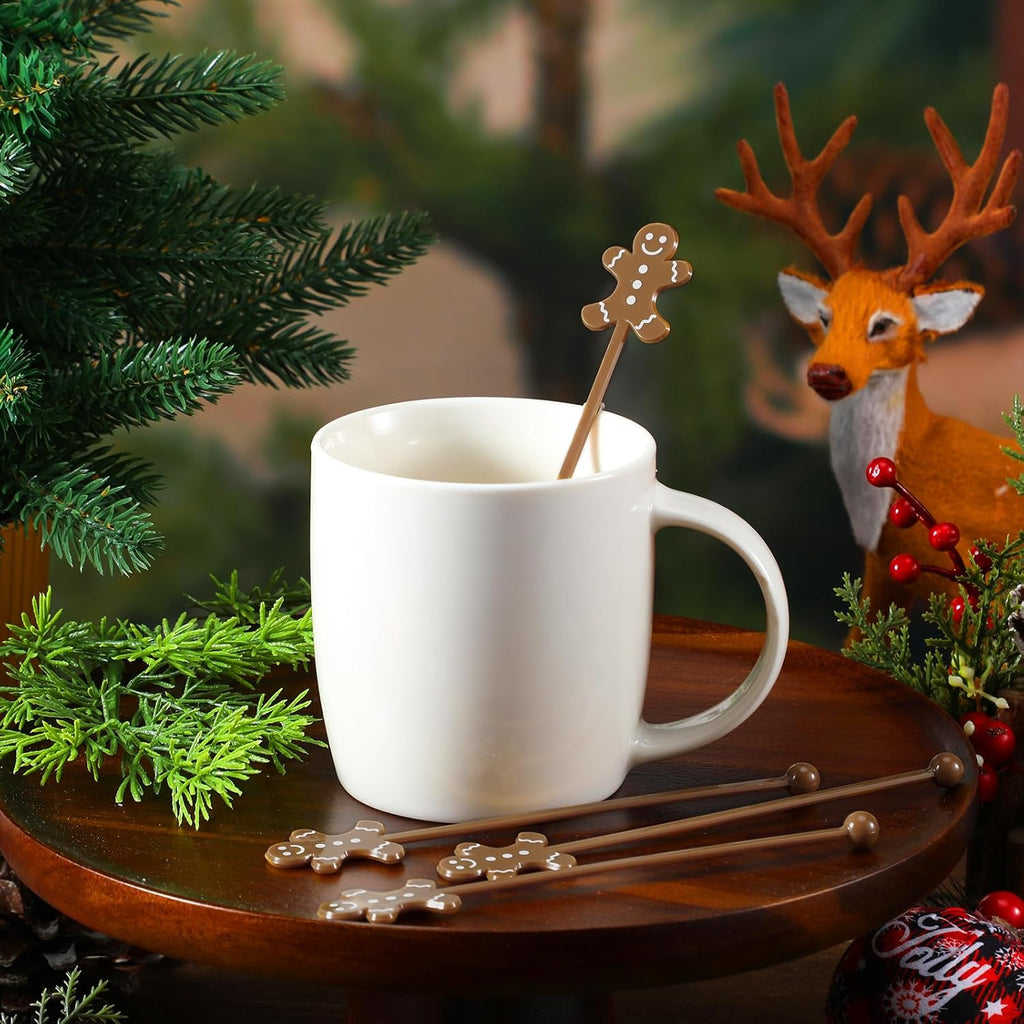 30 Pcs Christmas Drink Stirrers Xmas Stir Stick Holiday Coffee Swizzle Stick Reusable Plastic Hot Cocoa Bar Chocolate Decoration Cocktail Mixer(Gingerbread Man,Cute Color)