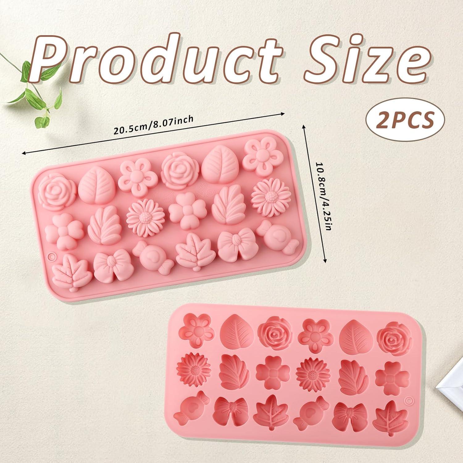 2Pcs Silicone Flower Molds for Cakes, Cupcakes, Chocolate, Candy, Sugar Craft, and Resin Crafts - Pink Flower Mold Set(Pink)