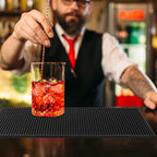 4 Pack 12 x 24 Inch Black Coffee Bar Mats, Rubber Bar Mat, Anti-Slip Bar Spill Mat for Countertop, Bartending, Kitchen, Dining Table