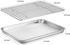 Baking Sheet with Cooling Rack Set [2 Sheets + 2 Racks], Deedro Stainless Steel Cookie Half Sheets Baking Pan Oven Tray with Rack, 12 x 10 x 1 Inch, Heavy Duty, Non-toxic, Dishwasher Safe