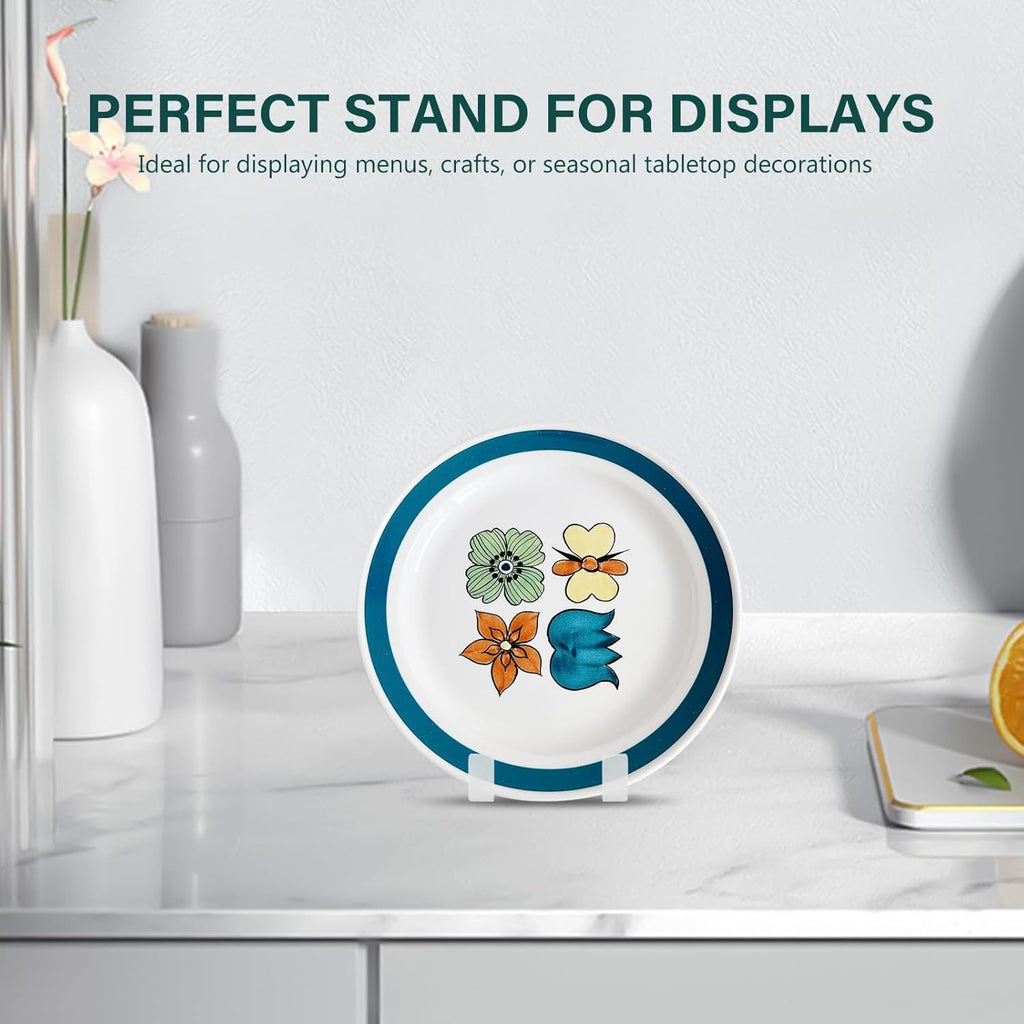 Artliving Plate Display Stands Easel Holder - 3-Inch Plastic Stand for Small Decorative Plates, Pictures and Photos - Clear (6-Pack)