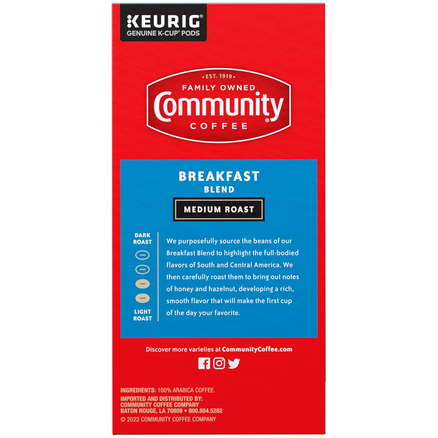 Community Coffee Breakfast Blend Medium Roast Single Serve Keurig K-Cup Pods 32 ct Box