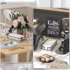 Wican Guest Towel Holder Tray for Bathroom, Ash and Iron Napkins Holder for Powder Room Dinning Table Wooden Basket for Disposable Paper Hand Towels Black and Ash Whitewashed