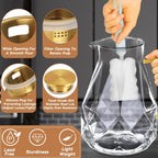 Yirilan Glass Pitcher,74oz/2.2 Liter Water Pitcher with Lid,Beverage Serveware,Iced Tea Pitcher,Water Carafe Handle,Heat Resistant Borosilicate Jug（with Mixing Spoon and Cup Brush）