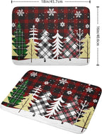 Christmas Dish Drying Mat for Kitchen Counter 16”x18” Christmas Tree Buffalo Plaid Dish Draining Mat Ultra Absorbent Microfiber Pad Holiday Mats Fast Drying Mat Table Protector for Countertop Bar