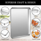 Stainless Steel Baking Sheet Set, 2 Pcs Quarter Cookie Sheet Pan Baking Trays for Oven, Non Stick and Heavy Duty and Easy Clean, 12.4 x 9.6 x 1 Inch