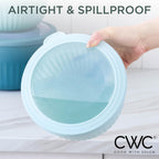 COOK WITH COLOR Prep Bowls with Lids- Wide and Deep Nesting Plastic Small Mixing Bowl Set with Lids, 12 Piece Set - Deep Bowls, Teal