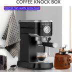 Espresso Knock Box with Barista Towels, Removable Shock-absorbent Knock Bar & Non-Slip Base - Knock Box Espresso, Knock Box for Coffee Grounds, Espresso Machine Accessories, Brown, JDHAVMOS