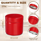 uxcell 2Pcs Round Tea Canisters, 4" x 4" Airtight Metal Tea Containers for Loose Tea, Coffee Beans, Spices - Durable, Compact, and Stylish Storage Tea Tin (Red)
