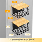 Magnetic Shelf for Fridge Trash Bag Organizer, 2 Pack Stackable Garbage Bag Holder with Bamboo Lid, Magnetic Storage Bin for Refrigerator, Under Sink, Kitchen, Pantry, Small Space Organization – Black